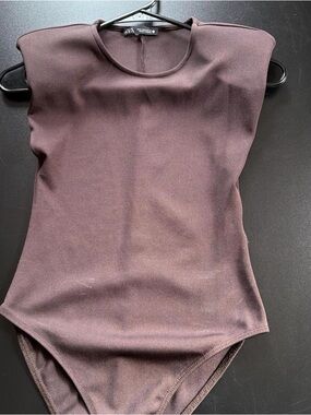 ZARA Plum Structured Shoulder Bodysuit